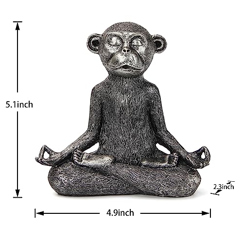 Smadeer Monkey Statue for Home Decoration,Monkey Figurine Sitting in Yoga Pose for Meditation Zen Spiritual Living Room Bedroom Shelf Bookshelf Decor Accents,Cute Animal Gifts,Small Holiday Ornament