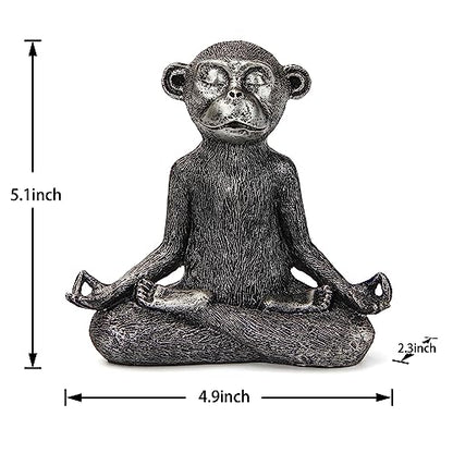 Smadeer Monkey Statue for Home Decoration,Monkey Figurine Sitting in Yoga Pose for Meditation Zen Spiritual Living Room Bedroom Shelf Bookshelf Decor Accents,Cute Animal Gifts,Small Holiday Ornament