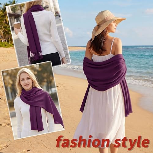 Pashmina shawls and wraps for Evening Dresses Scarf for Women Winter Shawl Wraps for Women Weedings - color: Purple-2