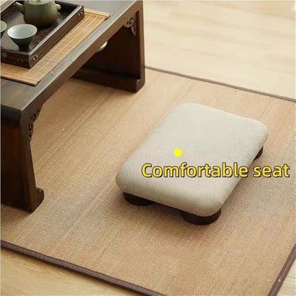 Compact Wooden Low Stool, Comfortable Meditation Chair, Versatile Floor Bench for Sitting, Ideal Footstool for Small Spaces, Perfect for Low Tables and Relaxation (Large) - size: Small