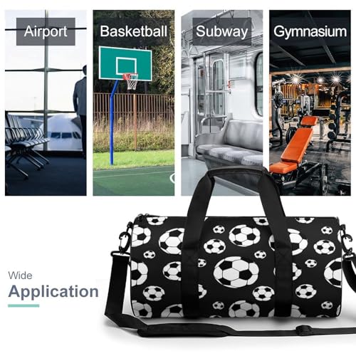 Soccer Balls Football Cylindrical Portable Fitness Bag, Large Capacity Handbag - color: soccer balls football