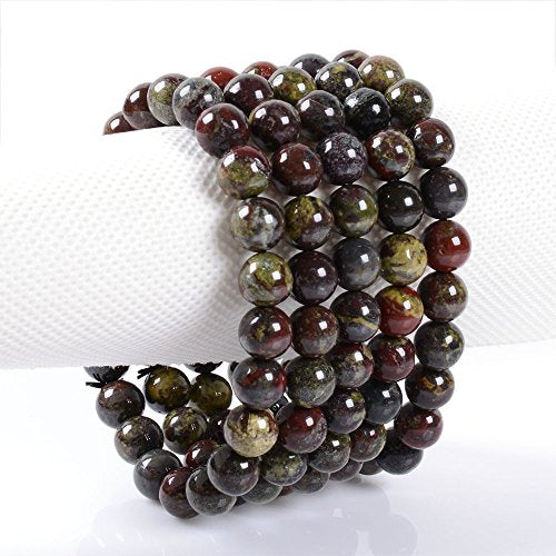 Justinstones Gem Semi Precious Gemstone 8mm Round Beads Stretch Bracelet 7 Inch Unisex - color: Dragon Blood Jasper