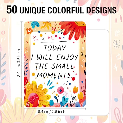 50 Pcs Positive Affirmations Cards, 2.52 * 3.5 Inch Inspirational Motivational Cards for Women, Employees Coworkers, and Kids, Blank Back