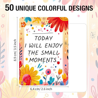 50 Pcs Positive Affirmations Cards, 2.52 * 3.5 Inch Inspirational Motivational Cards for Women, Employees Coworkers, and Kids, Blank Back