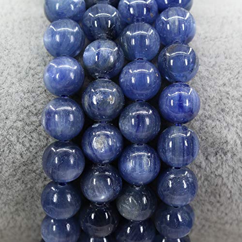 Amandastone Natural Gemstone 8mm Round Beads Stretch Bracelet 7 Inch - color: Blue Cyanite