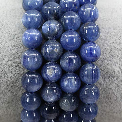 Amandastone Natural Gemstone 8mm Round Beads Stretch Bracelet 7 Inch - color: Blue Cyanite