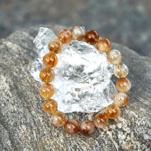 Natural Handmade Healing Chakra Bracelet - color: 10mm-Yellow Tower-FOR 7-8 INCH WRIST