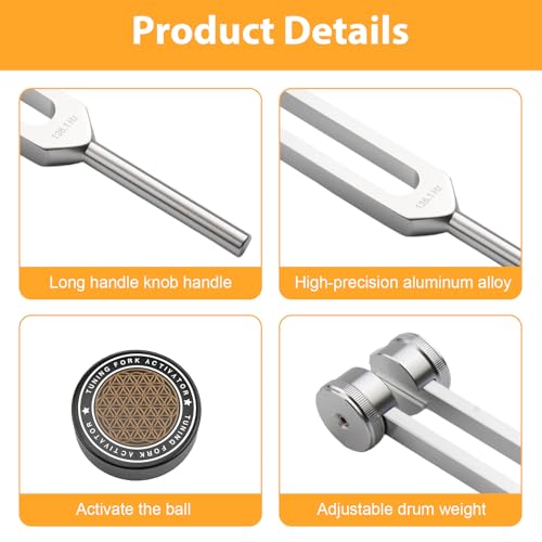 Tuning Forks for Healing Set,Includes 128Hz, 136Hz, 256Hz, 384Hz,512Hz & Activator, Portable in Storage Pouch – Medical Grade Sound Healing Instruments for Chakra, Yoga, and Meditation