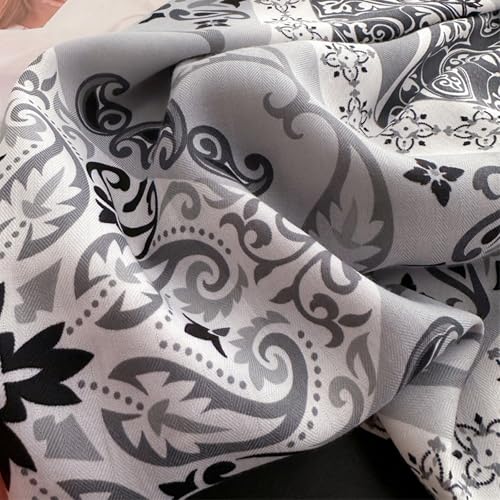 35" Head Scarf Large Square Scarf Like Cotton Hairscarf Fashion Scarves Bandana Night Sleeping Wraps for Women B01 - color: Grey Paisley