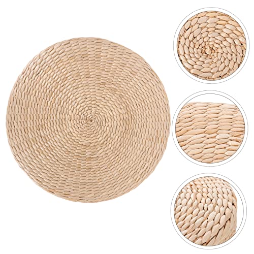 GLEAVI Natural Woven Japanese Style Cushion Round Meditation Seating Pad for Home Yoga Thickness for Floor Use Relaxation
