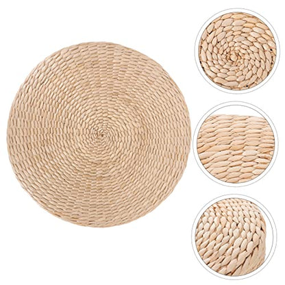 GLEAVI Natural Woven Japanese Style Cushion Round Meditation Seating Pad for Home Yoga Thickness for Floor Use Relaxation