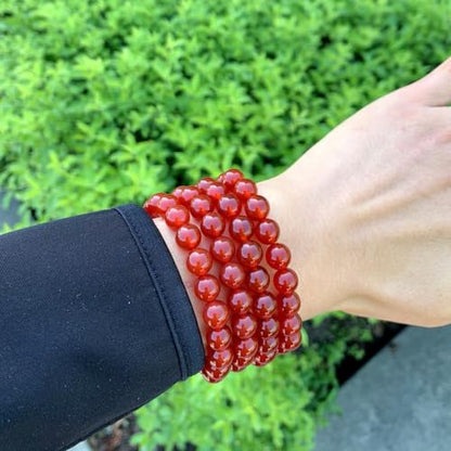 Adabele 1pc Natural Stretch Gemstone Bracelet 8mm (0.31") Bead 7" to 8.5 inch Healing Crystal Energy Quartz Chakra Jewelry Women Unisex Birthday Gift - color: Carnelian, size: 7.5 inch