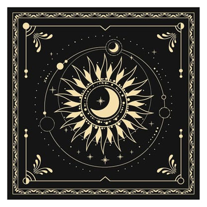 BOXOB Altar Cloth, 18.31x18.31in Delicate Square Sun Moon Alter Cloths Witchcraft Spiritual Tarot Mat Tablecloth Divination Tools and Accessories Perfect Divination Ritual Supplies