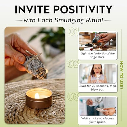 White Sage Smudge Stick Set – 3-Pack of 4-Inch Bundles for Home Cleansing, Meditation Rituals, Energy Clearing, Witchcraft Tools, Spiritual Gifts, Yoga, Altar, and Smudging