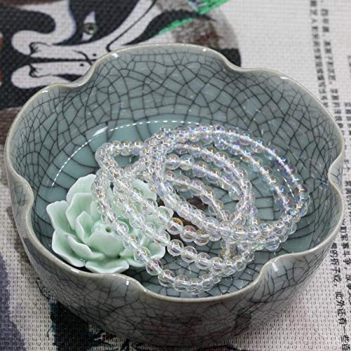 Keleny Semi Precious Crystal 6mm Round Beads Rock Yoga Stretch Bracelet 7 Inch Unisex Unisex - color: Aqua Aura Clear Crystal