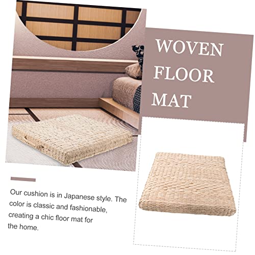 Thick Handmade Woven Meditation Cushion for Yoga and Indoor Use Square Straw Mat Diameter Thickness Elegant Floor Pad for Comfort and Relaxation