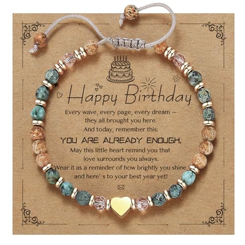 yupoxiu Inspirational Gifts for Women Birthday - Healing Natural Stone Bracelets, Thinking of You Get Well Soon Gifts for Women Friend Sister - style: L-Happy Birthday