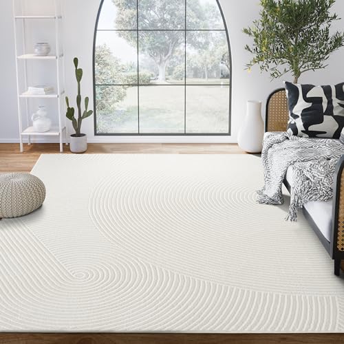 Abani Cream Area Rug for Living Room, Bedroom - Zen Reiki Pattern- 2 x 3 -Durable & Easy to Clean - color: Cream, size: 2' x 3' (Rectangular)