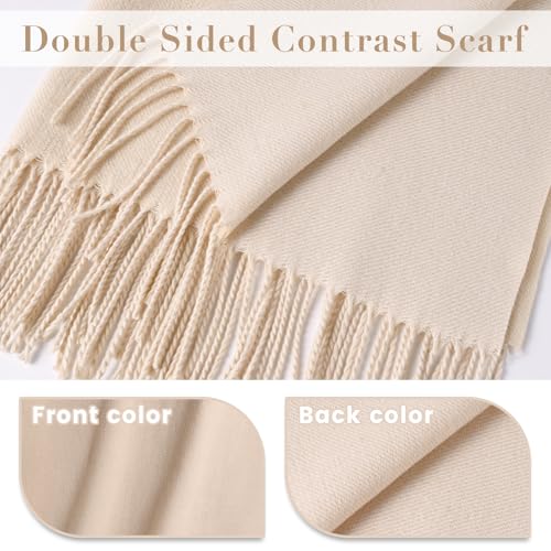 maamgic Womens Scarf Large Pashmina Shawls and Wraps Light Blanket Scarf for Evening Dress Warm Daily Travel Office - color: Cream and White