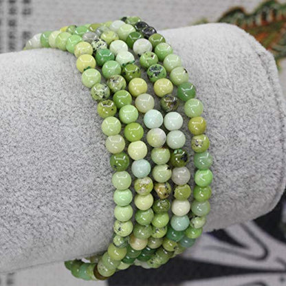 Keleny Gem Semi Precious Gemstones 4mm Round Beads Crystal Stretch Bracelet 7 Inch Unisex - color: Australian Chrysoprase