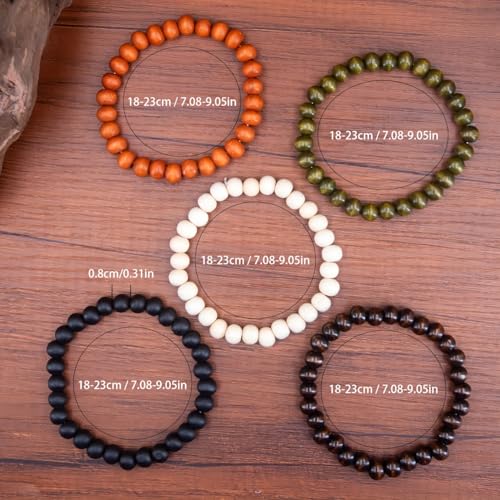 10 Piece Set Wooden Bead Bracelets, Boho Stretch Bracelet Set, Unisex Fashion Jewelry Stack, Multi-Color