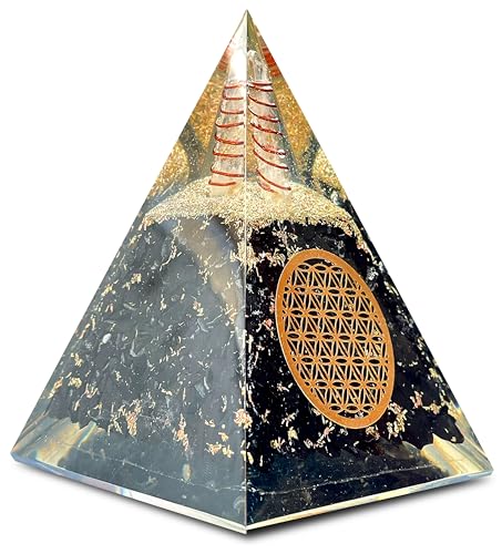 Orgone Black Tourmaline Pyramid – Healing Crystal for Protection, Motivation, EMF Shielding & Meditation – Orgonite Pyramid for Chakra Balancing, Reiki, Spiritual Energy & Positive Vibrations - color: Black Tourmaline