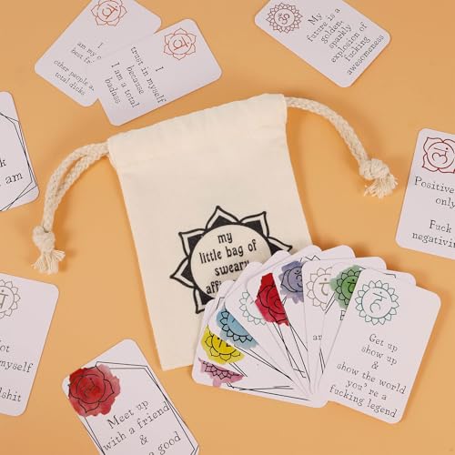 16Pcs Funny Affirmation Card Gift, Sweary Affirmation Cards,My Little Bag of Sweary Affirmation Cards, Self Encouragement Confirmation Card