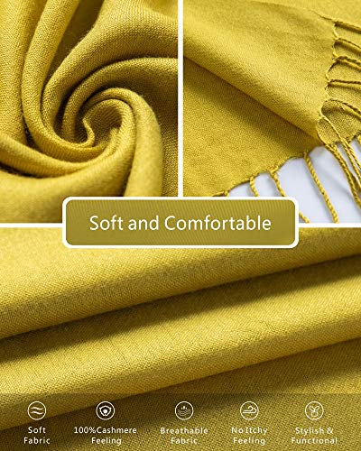 EURKEA Women's Scarf Pashmina Silky Soft Shawls Wraps Stole for Evening, Wedding and Gift - color: Lemon