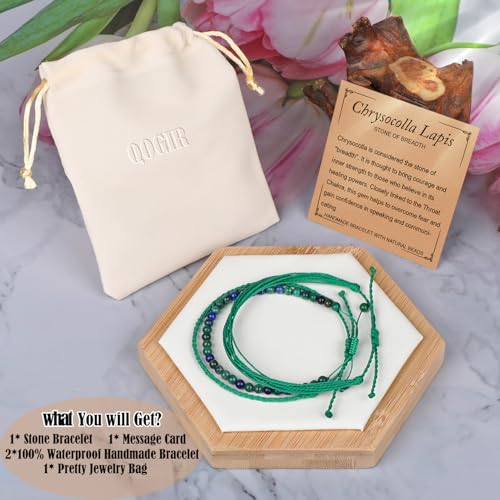 QOGIR Handmade Healing Bracelet,6mm Natural Gem Stone Bracelet rope bracelet - color: Chrysocolla Lapis(Stone of breadth), size: 4mm
