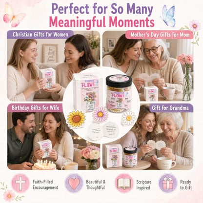 Mothers Day Gifts for Mom from Daughter Son, Positive Flower God Says You Are Jar – 60 Encouragement Bible Verses, Religious Christian Gifts for Women Mom Grandma Mother in Law Wife Daughter Friends - color: PST Flower God Says Jar
