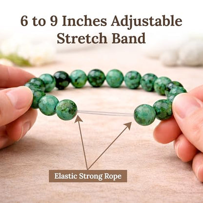 Elm City Direct 8mm Natural Stone Beaded Bracelet – Unisex Crystal Stretch Bracelets for Men & Women, Chakra & Healing Jewelry, Gift-Ready Beaded Bracelets - color: African Turquoise