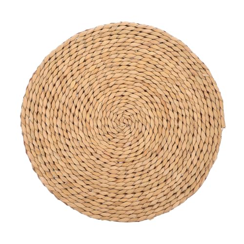 PRETYZOOM Meditation Seating Cushion Woven Floor Mat Thick 1.5cm Natural Straw Round Yoga Cushion for Indoor Meditation and Picnic 40cm Diameter