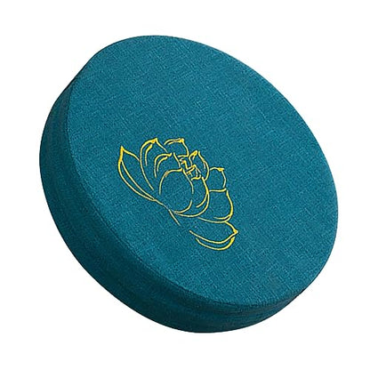 Yinhing Round Meditation Cushion Soft Linen with Detachable Washable Cover Floor Pillow for Meditation Zen Practice Comfortable Tatami Mat Cushion 40cm Diameter (Lake Blue) - color: Lake Blue