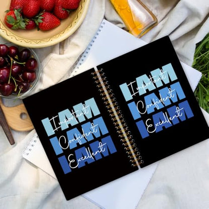 I Am Affirmation Spiral Notebook, Blue and Black Motivational Journaling Notebooks, Affirmation Spiral Journal for Kids Men Women, Positive Office School Supplies Gifts, 5.5x8.3 In - color: am affirmation