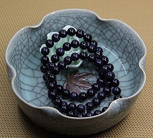 Angelstones Handmade Natural Healing Gemstone 8mm Round Beads Stretch Crystal Bracelet 7 Inch Unisex - color: Blue Goldstone