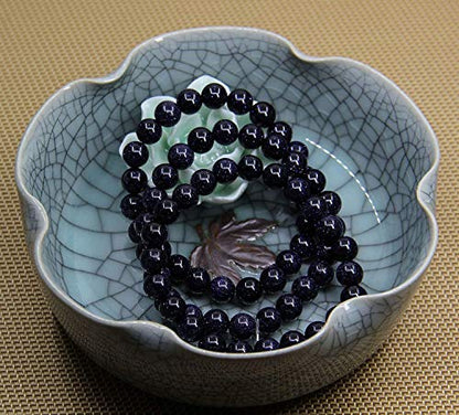 Angelstones Handmade Natural Healing Gemstone 8mm Round Beads Stretch Crystal Bracelet 7 Inch Unisex - color: Blue Goldstone