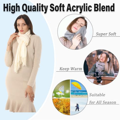 TwoYek Womens Scarf Pashmina Shawls and Wraps for Evening Dress Wedding Bridesmaid Gift - color: Off-white