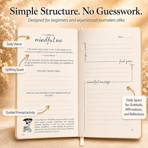 Guided Journal for Women | 13-Week Mindfulness & Self-Reflection Journal for Self-Care, Gratitude & Personal Growth | Unique Daily Prompts & Exercises | A5 Vegan Leather | Elegant Gift Box | Her Vibe (Beige-Ritual set) - color: Beige-Ritual set