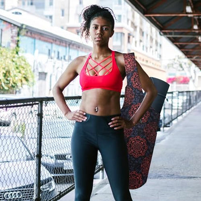 Yoga Mat Bag Yoga Tote Bag with Large Pocket and Zipper Pocket Yoga Mat Bag Carrier Fit Most Size Mats and All You Stuff - color: red blue