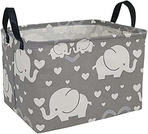 Storage Basket Home Shelf Basket Kids Organizer Box Clothes Laundry Hamper Nursery Bin Gift Laundry Basket with Handles for Home (love elephant) - color: Love elephant