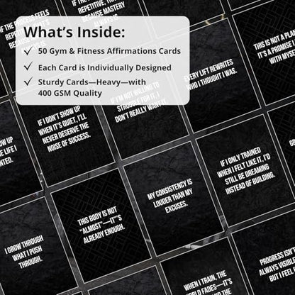 Gym & Fitness Affirmation Cards For Men Women Teens, 50 Daily Affirmations Deck for Motivational Workout Inspiration for Athletes Weightlifting
