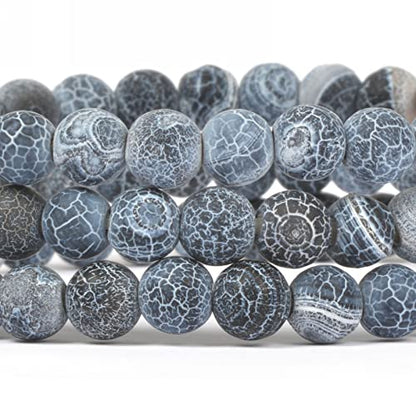 Justinstones Gem Semi Precious Gemstone 6mm Round Beads Stretch Bracelet 6.5 Inch Unisex - color: Dark Blue Weathered Agate
