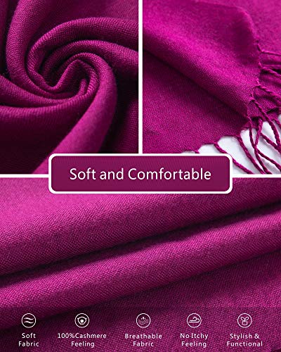 EURKEA Women's Scarf Pashmina Silky Soft Shawls Wraps Stole for Evening, Wedding and Gift - color: Berry
