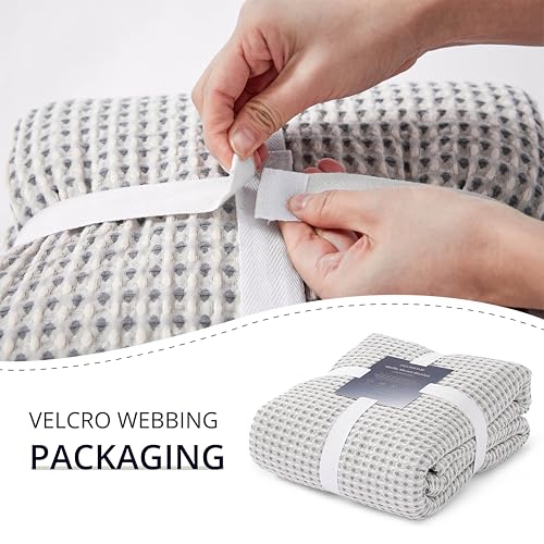 Lightweight Cotton Waffle Throw Blanket, Modern Two-Tone Check Pattern, Soft & Breathable for Bed, Couch, Sofa, All Seasons –Gray/White, 50"x60" - color: Gray/White, size: Throw