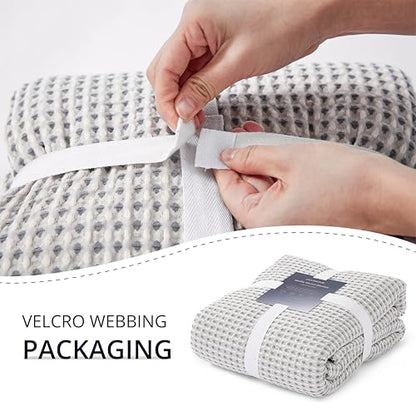 Lightweight Cotton Waffle Throw Blanket, Modern Two-Tone Check Pattern, Soft & Breathable for Bed, Couch, Sofa, All Seasons –Gray/White, 50"x60" - color: Gray/White, size: Throw