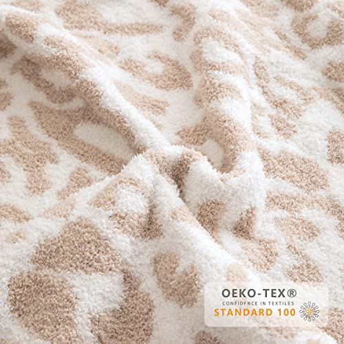 Ultra Soft Leopard Throw Blanket (50x60 inches) Microfiber Blankets Plush Warm Reversible Cheetah Blanket Leopard Pattern Throw for Couch Bed Sofa - Khaki, 50"x60"