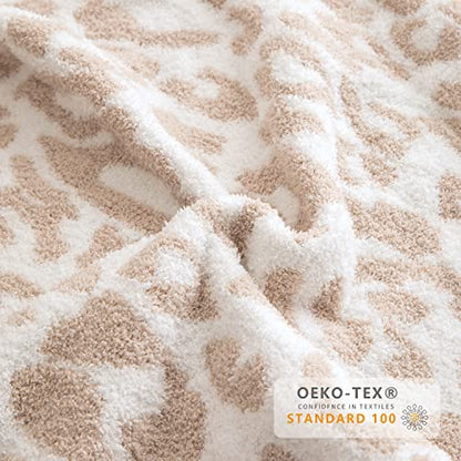 Ultra Soft Leopard Throw Blanket (50x60 inches) Microfiber Blankets Plush Warm Reversible Cheetah Blanket Leopard Pattern Throw for Couch Bed Sofa - Khaki, 50"x60"