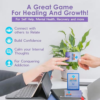 ASKMEANYTHING Recovery Pack Card Game - 100 Cards for Self-Improvement, Coping Skills, and Group Therapy