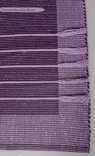 Organic Cotton Yoga Rug, Handwoven Non-Slip Meditation Mat for Hot Yoga, Exercise & Floor Workouts, Washable Breathable Weave, Purple, Standard Size