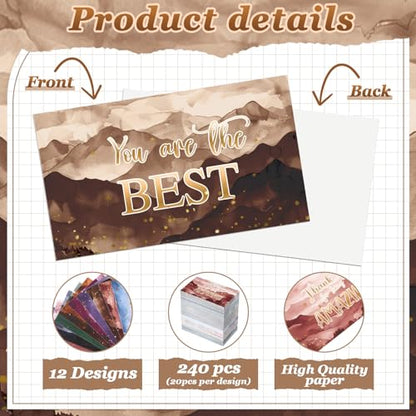 Yeaqee 240 Pcs Employee Appreciation Kudos Cards Funny Blank Back Motivational Card Encouragement Thank You Note Recognition Card for Teacher College Affirmation Gift(Scenery) - style: Scenery